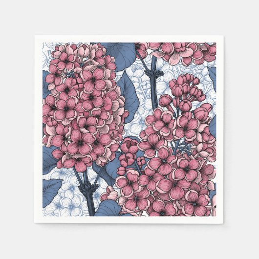 Lilac in Rosa und Blau Serviette (Vorderseite)