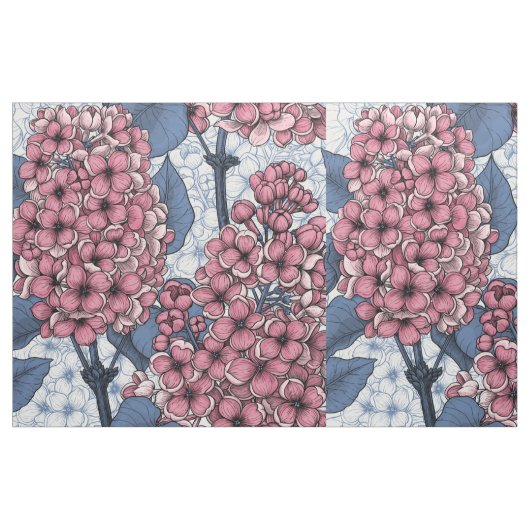 Lilac in Rosa und Blau Stoff (Fat Quarter (45,7 x 55,9 cm))
