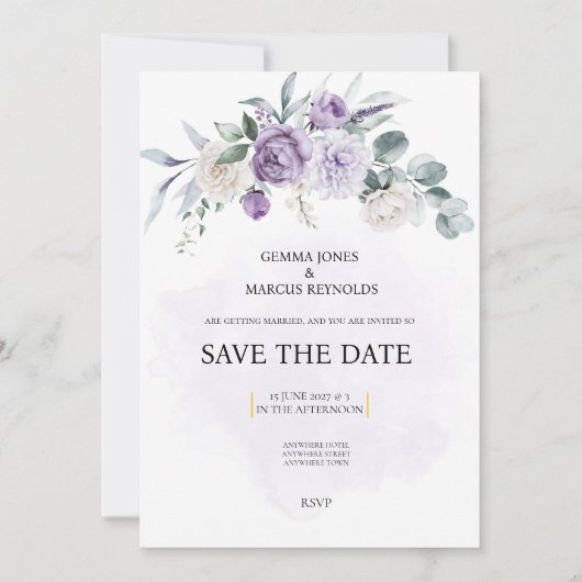 Lilac Infusion Save the Date Wedding Invitation Einladung (Vorderseite)