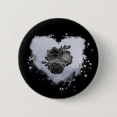 *~* Lilac Iridescent Heart Blume Frauen SCHWARZ Button (Vorderseite)