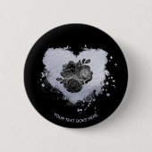 *~* Lilac Iridescent Heart Blume Schwarze Anpassun Button (Vorderseite)