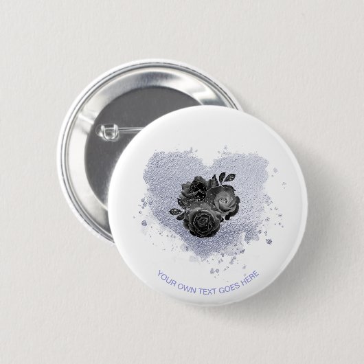 *~* Lilac Iridescent Heart Blume Weiße Anpassung Button (Vorne & Hinten)