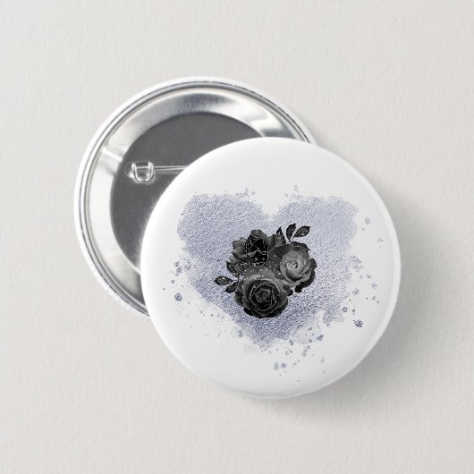 *~* Lilac Iridescent Herz Blume Frauen WEISS Button (Vorne & Hinten)
