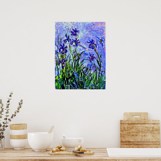 Lilac Irises feine art von Claude Monet, Poster (Küche)