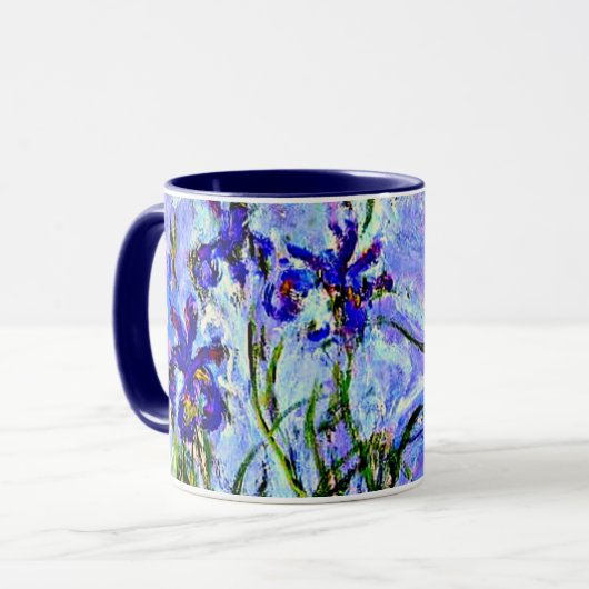 Lilac Irises von Claude Monet Tasse (Vorderseite Links)