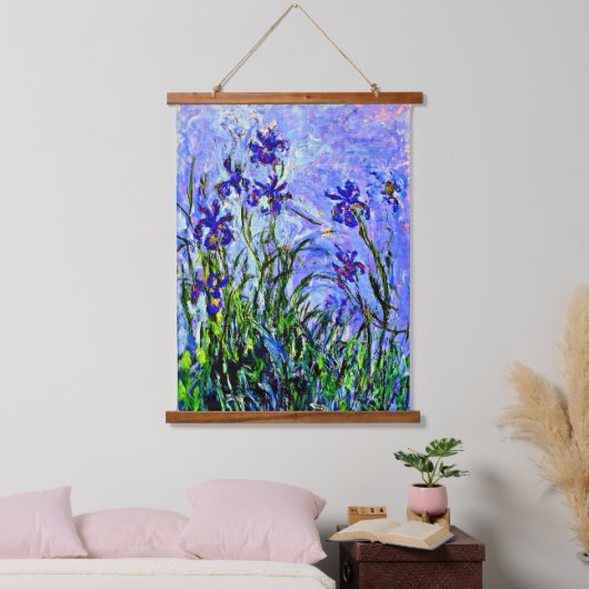 Lilac Irises von Claude Monet Wandteppich Mit Holzrahmen (Schlafzimmer)
