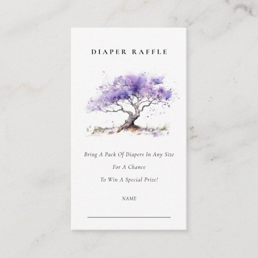 Lilac Jacaranda Tree Diaper Raffle Baby Dusche Begleitkarte (Vorderseite)