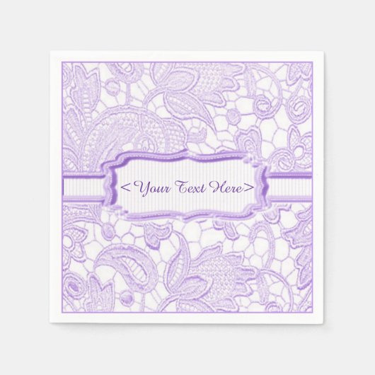 Lilac Lace Elegante Lila Napkins Personalisiert Serviette (Vorderseite)