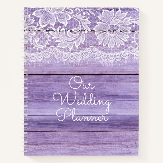 Lilac Lace und Barn Wood Wedding Notizblock (Vorderseite)