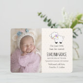 Lilac Lamb Frühjahr Foto Collage Geburtserklärung Ankündigung (Stehend Vorderseite)