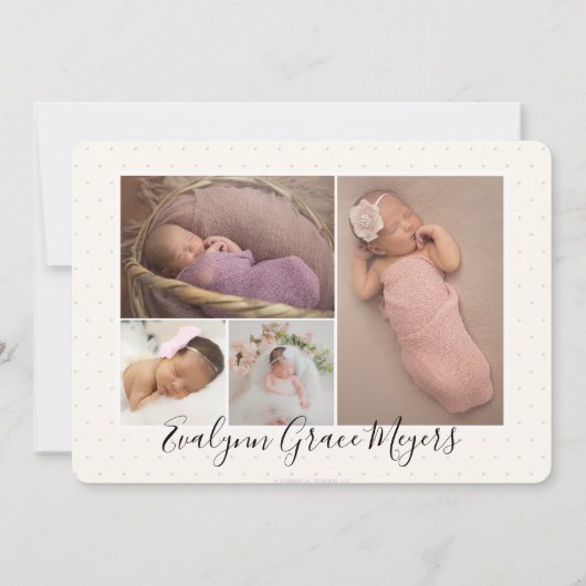 Lilac Lamb Frühjahr Foto Collage Geburtserklärung Ankündigung (Rückseite)