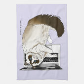 Lilac Laptop Cat Funny Cat Geschirrtuch (Vertikal)