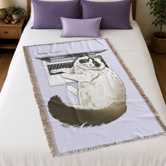 Lilac Laptop Cat Funny Niedlich Decke