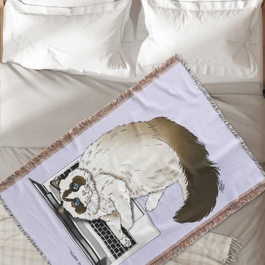 Lilac Laptop Cat Funny Niedlich Decke