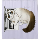 Lilac Laptop Cat Funny Niedlich Duschvorhang (Vorderseite)