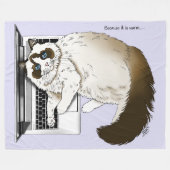 Lilac Laptop Cat Funny Niedlich Fleecedecke (Vorderseite (Horizontal))
