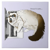 Lilac Laptop Cat Funny Niedlich Fliese (Vorderseite)