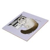 Lilac Laptop Cat Funny Niedlich Fliese (Seite)