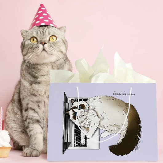 Lilac Laptop Cat Funny Niedlich Große Geschenktüte