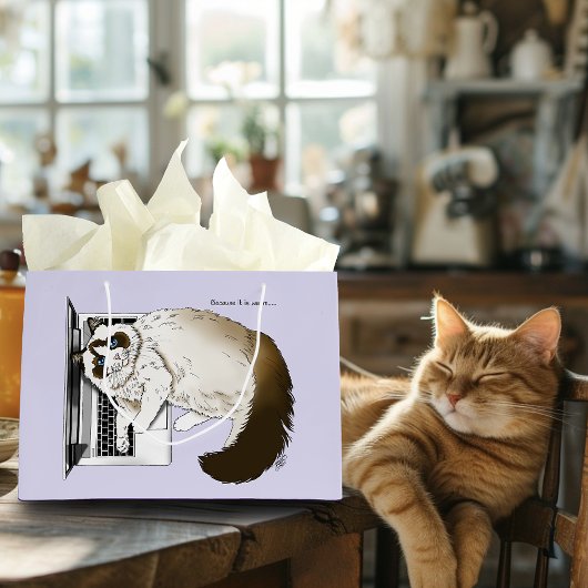 Lilac Laptop Cat Funny Niedlich Große Geschenktüte