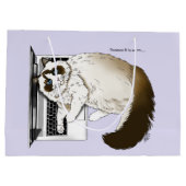 Lilac Laptop Cat Funny Niedlich Große Geschenktüte (Rückseite)