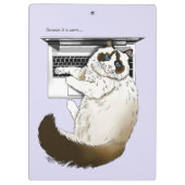 Lilac Laptop Cat Funny Niedlich Klemmbrett (Rückseite)