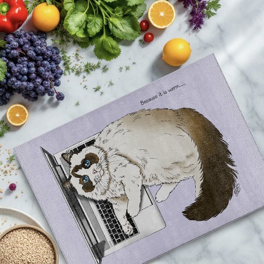 Lilac Laptop Cat Funny Niedlich Schneidebrett