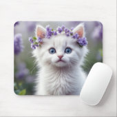 Lilac Laurel on White Kitten Mousepad (Mit Mouse)