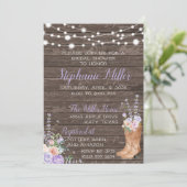 Lilac Lavendel Country Floral Cowboy Boot Einladung (Stehend Vorderseite)