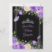 Lilac Lavendel lila Silberfarben Quinceanera Einladung (Rückseite)