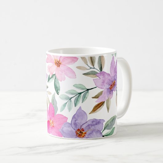 Lilac Lavendel Pink Hübsches Blumenmuster Kaffeetasse (VorderseiteRechts)