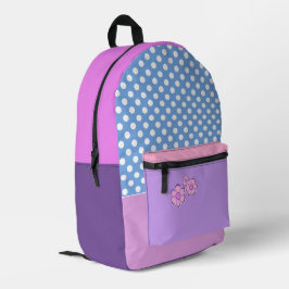 Lilac, Lavendel und Rose, Punkte und Blume Bedruckter Rucksack