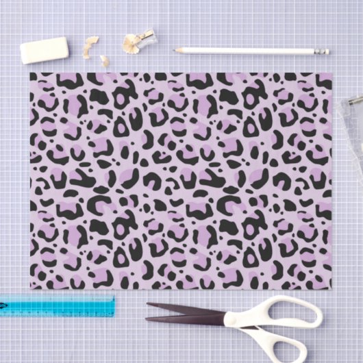 Lilac Lavender Black Leopard Print Decoupage Seidenpapier (Handwerk)