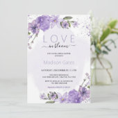 Lilac Lavender Bridal Dusche Einladung (Stehend Vorderseite)
