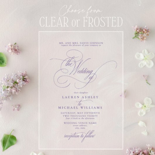 Lilac Lavender Calligraphy Wedding Acryleinladungen