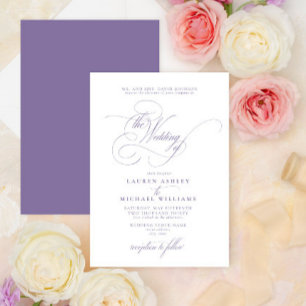 Lilac Lavender Calligraphy Wedding Einladung
