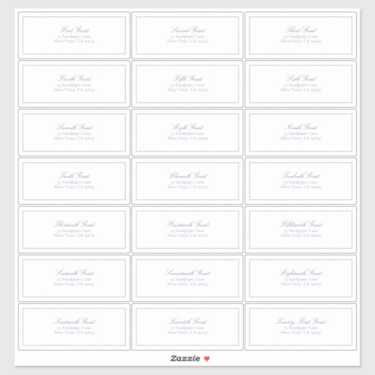 Lilac Lavender Classic Script Guest Address Aufkleber (Blatt)