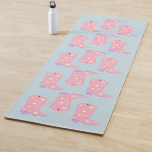 Lilac Lavender Cowgirl Boots Rodeo Muster Yogamatte