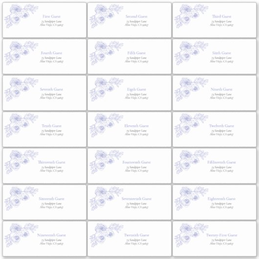 Lilac Lavender Floral Line Art Guest Anschrift Aufkleber (Vorderseite)