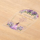 Lilac Lavender Floral Quinceañera Acryleinladungen (Ablage )