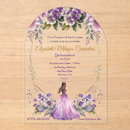 Lilac Lavender Floral Quinceañera Acryleinladungen