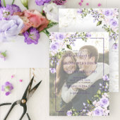 Lilac Lavender Floral Vellum Overlay Foto Wedding Einladung