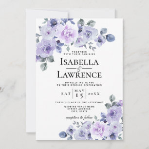 Lilac Lavender Floral Watercolor Blume Hochzeit Einladung