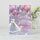 Lilac Lavender funkelnd glitschig Kleiderballon in Einladung (Stehend Vorderseite)