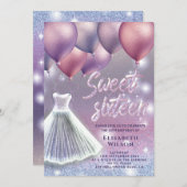 Lilac Lavender funkelnd glitschig Kleiderballon in Einladung (Vorne/Hinten)