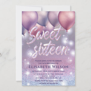 Lilac lavender funkelnd glittery ombre ballon in einladung