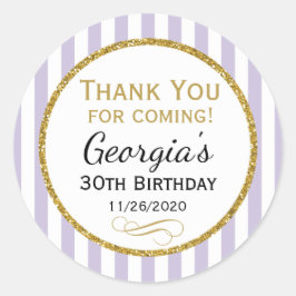 Lilac Lavender Gold Geburtstag Vielen Dank für Ihr Runder Aufkleber
