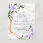 Lilac Lavender Gold Geometric Delay Das Datum Ankündigungspostkarte (Vorderseite)