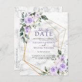 Lilac Lavender Gold Geometric Delay Das Datum Ankündigungspostkarte (Vorne/Hinten)