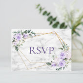 Lilac Lavender Gold Geometric Floral Wedding RSVP (Stehend Vorderseite)